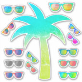 Summer Palm Tree und Sonnenbrillen Sticker Pack (Vorderseite)
