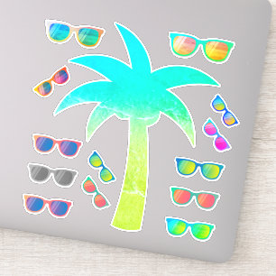 Summer Palm Tree und Sonnenbrillen Sticker Pack
