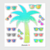 Summer Palm Tree und Sonnenbrillen Sticker Pack (Blatt)