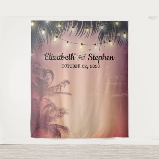 Summer Palm Trees im Hintergrund des Hochzeitshaus Wandteppich (Vorderseite)