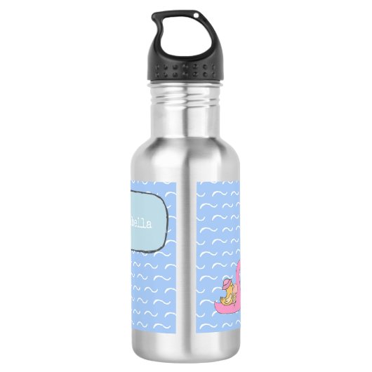 Summer Panda Bird Flamingo Float Fun Child's Edelstahlflasche (Rückseite)