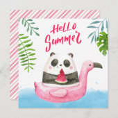 Summer Panda Flamingo Grußkarte (Vorne/Hinten)