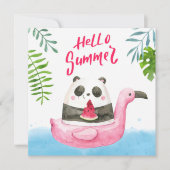 Summer Panda Flamingo Grußkarte (Vorderseite)