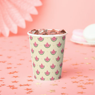 Summer Paper Cups Pink Watermelons - 8oz Pappbecher