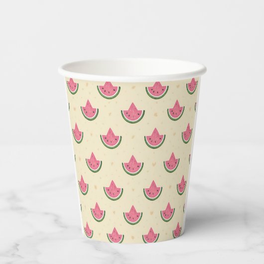 Summer Paper Cups Pink Watermelons - 8oz Pappbecher (Rückseite)