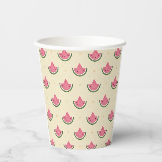 Summer Paper Cups Pink Watermelons - 8oz Pappbecher (Vorderseite)