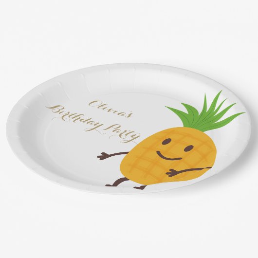 Summer Party Ananas Tropical Birthday Party Pappteller (Schrägansicht)