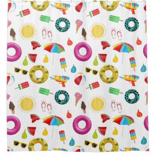 Summer Party Beach Fun Muster Duschvorhang (Vorderseite)