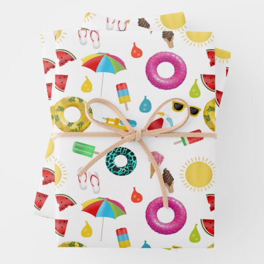 Summer Party Beach Pool Fun Muster Geschenkpapier Set (Beispiel)