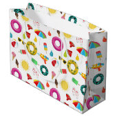 Summer Party Beach Pool Fun Muster Große Geschenktüte (Rückseite Schrägansicht)