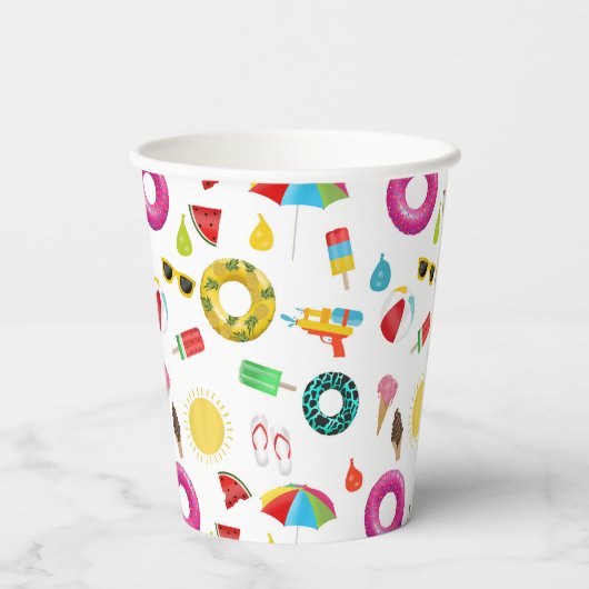 Summer Party Beach Pool Fun Muster Pappbecher (Rückseite)