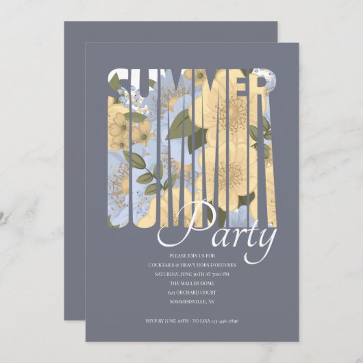 Summer Party Einladung (Vorne/Hinten)