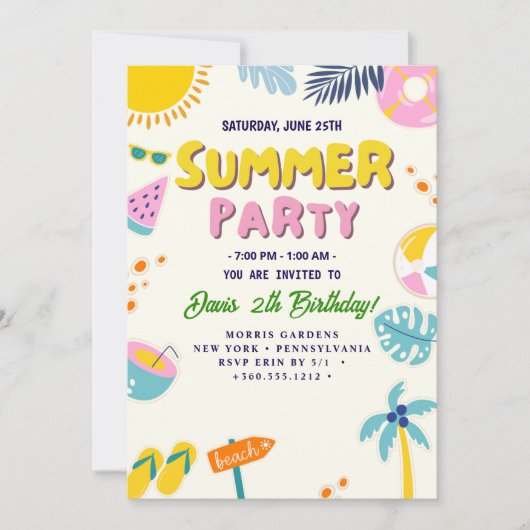 Summer Party Einladung (Vorderseite)