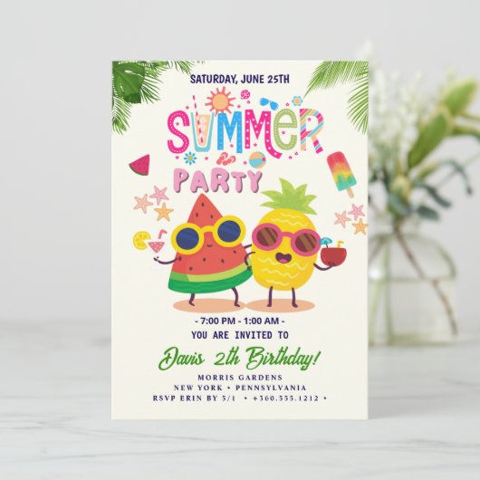 Summer Party Einladung (Stehend Vorderseite)