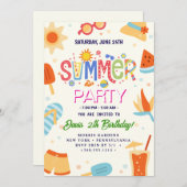 Summer Party Einladung (Vorne/Hinten)