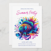 Summer Party - farbenfrohe Fische Einladung (Vorne/Hinten)