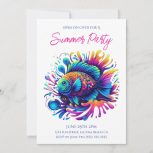 Summer Party - farbenfrohe Fische Einladung