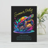 Summer Party - farbenfrohe Schildkrötenpanzer Einladung (Stehend Vorderseite)