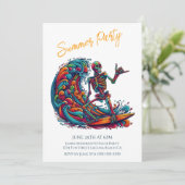 Summer Party - farbenfrohe Skelettwanderung Einladung (Stehend Vorderseite)