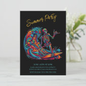 Summer Party - farbenfrohe Skelettwanderung Einladung (Stehend Vorderseite)