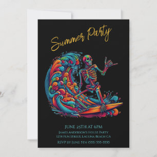 Summer Party - farbenfrohe Skelettwanderung Einladung