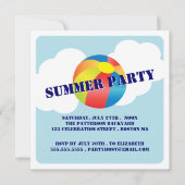 Summer Party Fun Time Beach Ball Einladung (Vorderseite)