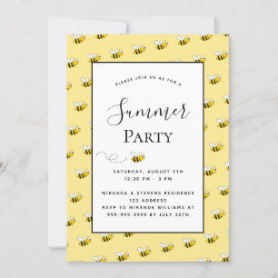 Summer Party glückliche Hummeln Hinterhof Grillen  Einladung