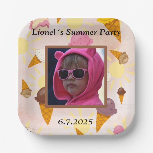 Summer party ice cream pappteller (Vorderseite)