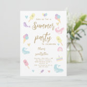 Summer Party Ice Creme Calligraphy 16 . Geburtstag Einladung (Stehend Vorderseite)