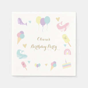 Summer Party Ice Creme Calligraphy Geburtstagspart Serviette