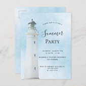 Summer Party Küstenstrand Leuchtturm Einladung Postkarte (Vorne/Hinten)