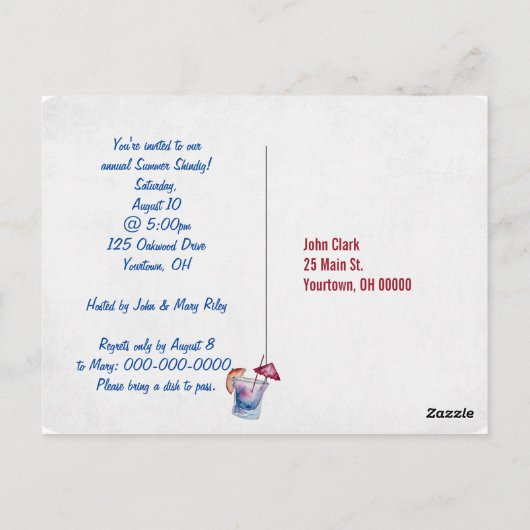Summer Party laden Postkarte (Rückseite)