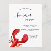 Summer Party Meeresfrüchte Roter Hummer Einladung  Postkarte (Vorderseite)