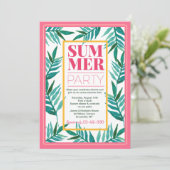 Summer Party Palms Einladung (Stehend Vorderseite)