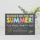 Summer Party Pool Party Schools Out Einladung (Stehend Vorderseite)