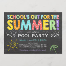Summer Party Pool Party Schools Out Einladung