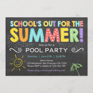 Summer Party Pool Party Schools Out Einladung
