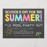 Summer Party Pool Party Schulen Einladung