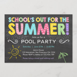 Summer Party Pool Party Schulen Einladung