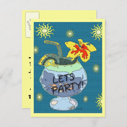 Summer Party Postcard Einladungspostkarte (Vorne/Hinten)