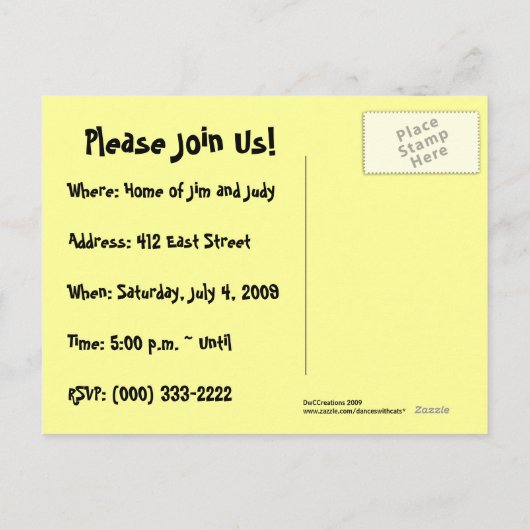 Summer Party Postcard Einladungspostkarte (Rückseite)