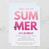Summer Party, School's Out Pink Ombre Einladung (Vorne/Hinten)
