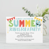 Summer Party, School's Out Primary Colors Einladung (Stehend Vorderseite)
