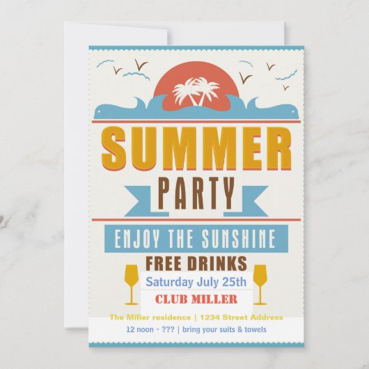 Summer Party Sign - 12x18 Einladung (Vorderseite)