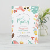 Summer Party Sizzle: Gastgeber mit Spaß, Geschmack Einladung (Stehend Vorderseite)