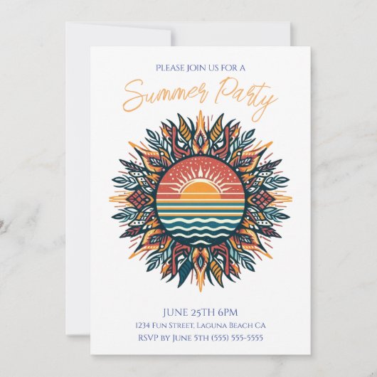 Summer Party - Stammestsonne Einladung (Vorderseite)