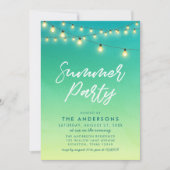 Summer Party String of Lights Aquarellglas Einladung (Vorderseite)