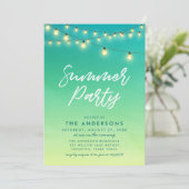 Summer Party String of Lights Aquarellglas Einladung (Stehend Vorderseite)