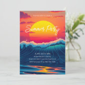 Summer Party Sunset Beach Einladung (Stehend Vorderseite)