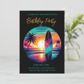 Summer Party Sunset Surfboard Vibes- Einladung (Stehend Vorderseite)
